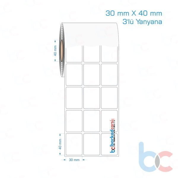 30x40 mm 3'lü Yanyana Opak / Mat PP, Fastyre Etiket (Fiyatları)