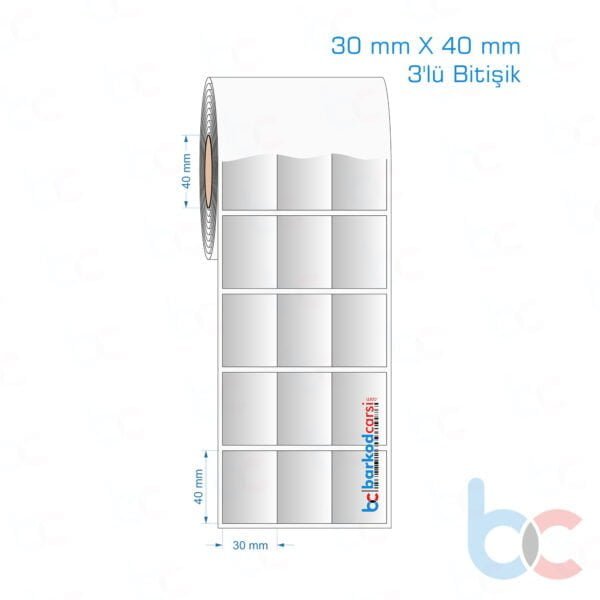 30x40 mm 3'lü Bitişik Silvermat Etiket (Fiyatı)