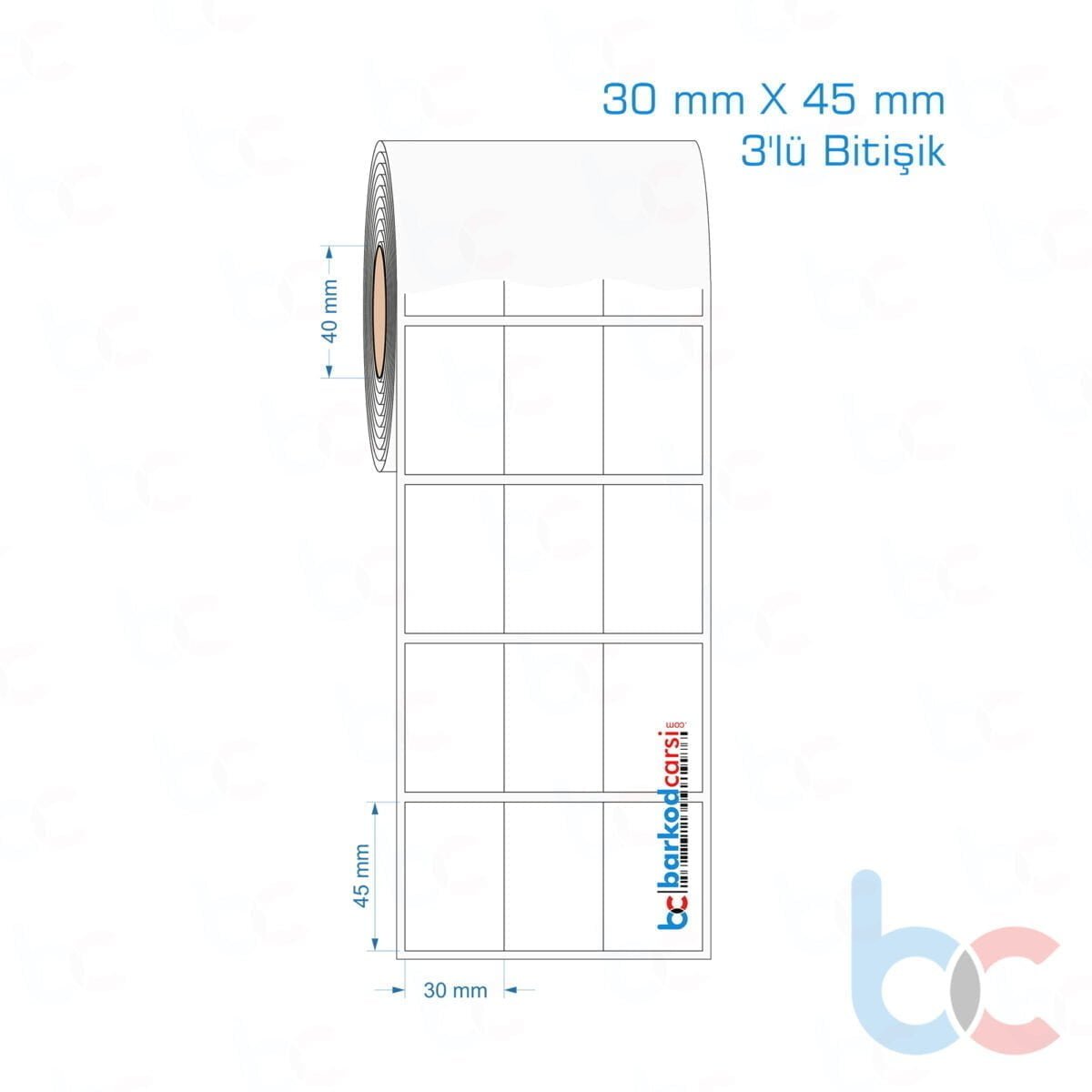 30X45 Mm 3'Lü Bitişik Opak / Mat Pp, Fastyre Etiket (Fiyatları)