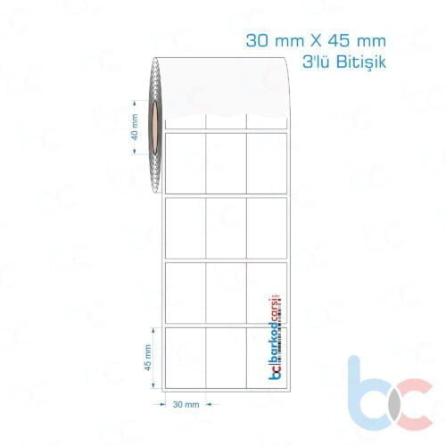 30x45 mm 3'lü Bitişik Opak / Mat PP, Fastyre Etiket (Fiyatları)