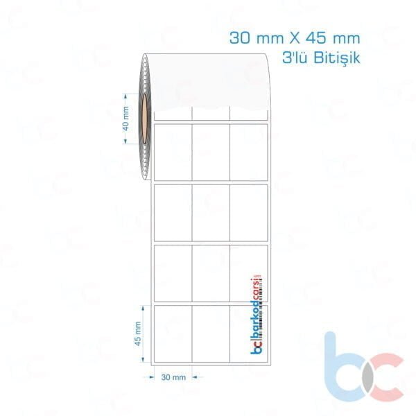 30x45 mm 3'lü Bitişik Opak / Mat PP, Fastyre Etiket (Fiyatları)