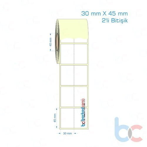 30x45 mm 2'li Bitişik Etiket (Kuşe, Vellum, Eko / Lamine Termal) Fiyatları