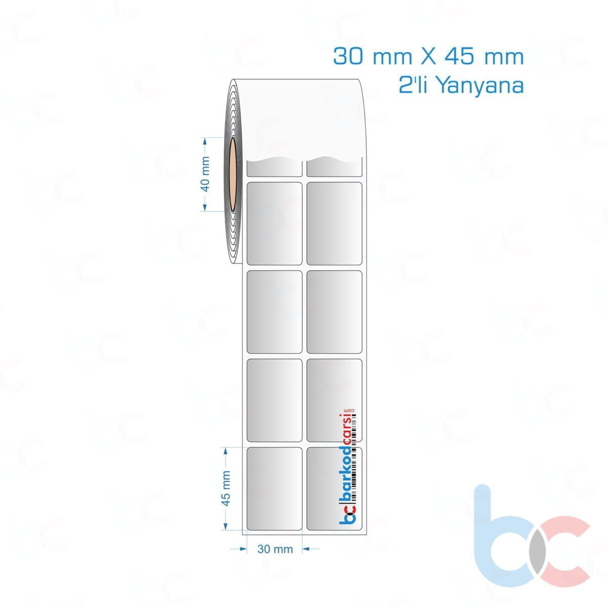 30X45 Mm 2'Li Yanyana Hazır Rulo Gri Alüminyum Renkli Silvermat Etiket 30X45 Mm 2'Li Yanyana Silvermat Etiket (Fiyatı)