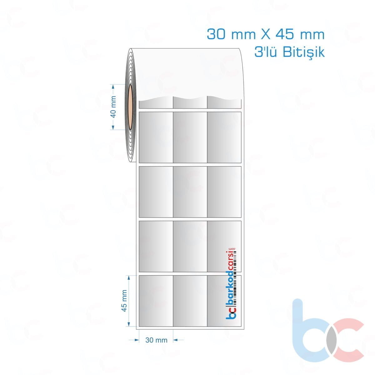 30X45 Mm 3'Lü Bitişik Silvermat Etiket (Fiyatı)