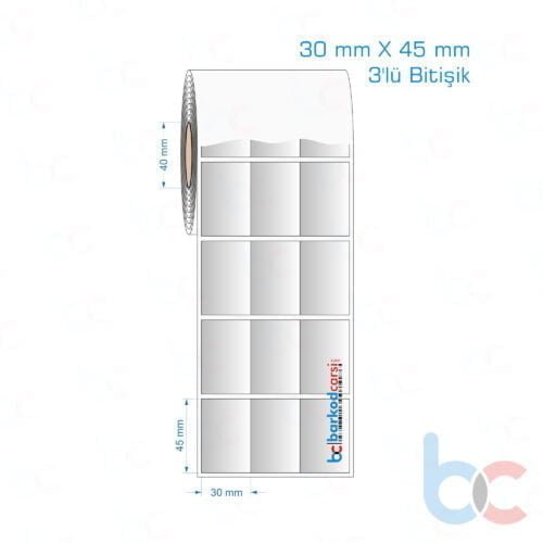 30x45 mm 3'lü Bitişik Silvermat Etiket (Fiyatı)