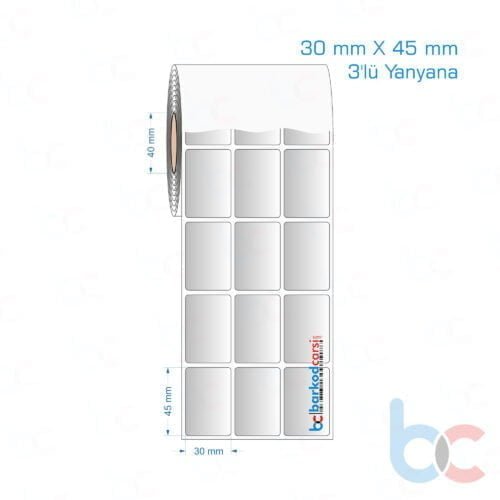 30x45 mm 3'lü Yanyana Silvermat Etiket (Fiyatı)