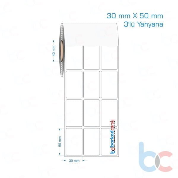 30x50 mm 3'lü Yanyana Opak / Mat PP, Fastyre Etiket (Fiyatları)