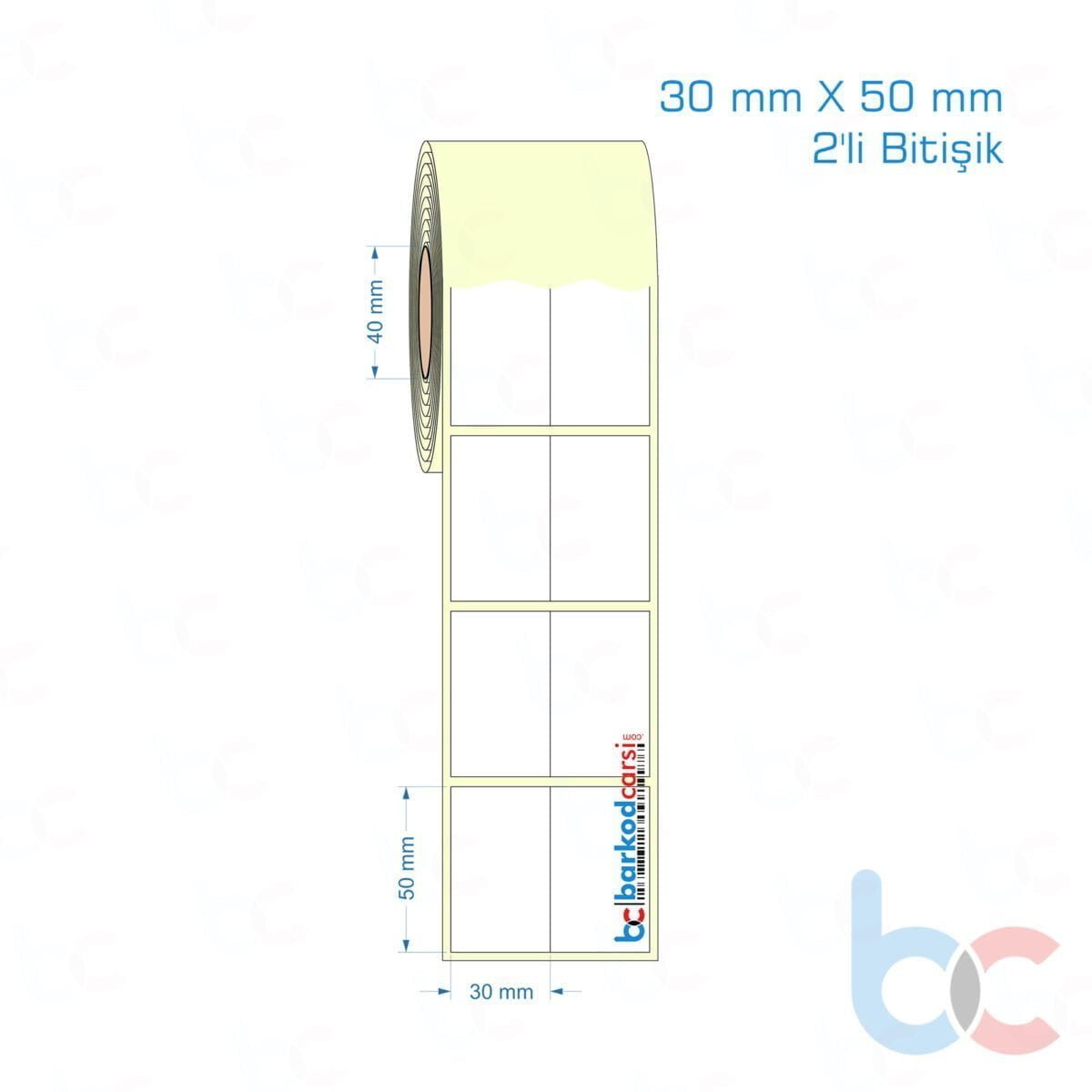 30X50 Mm 2'Li Bitişik Hazır Rulo Barkod Etiketi (Yapışkanlı) Kuşe / Vellum / Termal Etiket Fiyatı 30X50 Mm 2'Li Bitişik Etiket (Kuşe, Vellum, Eko / Lamine Termal) Fiyatları