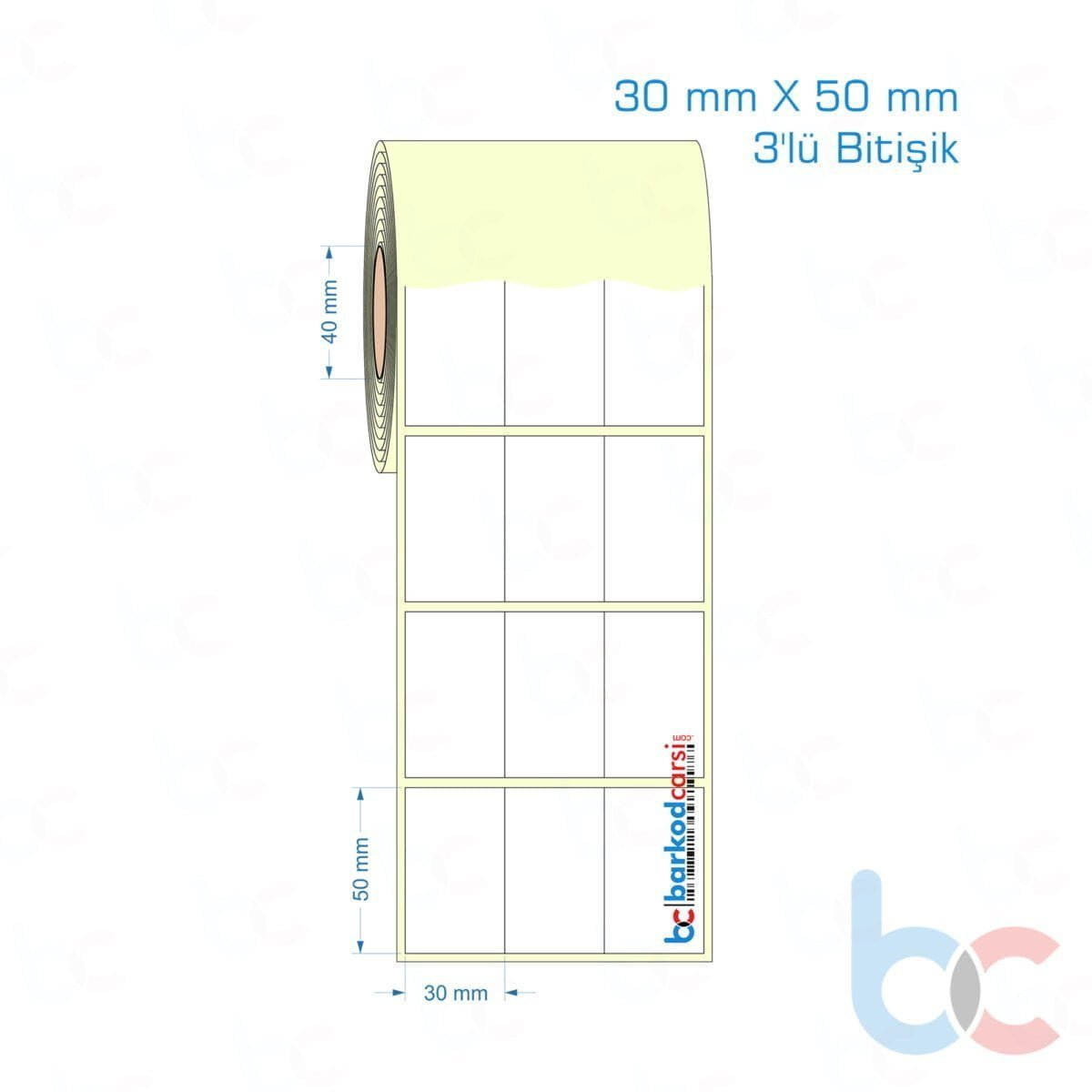 30X50 Mm 3'Lü Bitişik Hazır Rulo Barkod Etiketi (Yapışkanlı) Kuşe / Vellum / Termal Etiket Fiyatı 30X50 Mm 3'Lü Bitişik Etiket (Kuşe, Vellum, Eko / Lamine Termal) Fiyatları
