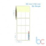 30x50 mm 3'lü Bitişik Etiket (Kuşe, Vellum, Eko / Lamine Termal) Fiyatları