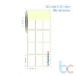 30x50 mm 3'lü Yanyana Etiket (Kuşe, Vellum, Eko / Lamine Termal) Fiyatları