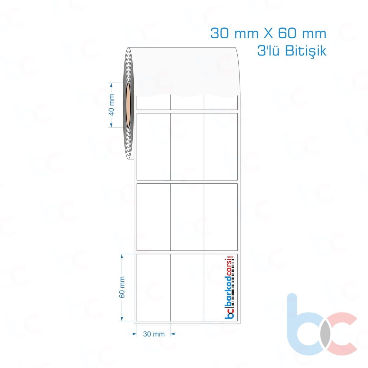 30X60 Mm 3'Lü Bitişik Hazır Rulo Pp Opak, Mat, Fastyre Etiketler 30X60 Mm 3'Lü Bitişik Opak / Mat Pp, Fastyre Etiket (Fiyatları)