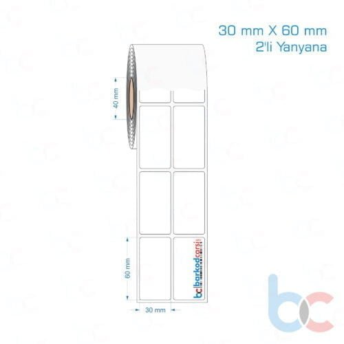 30x60 mm 2'li Yanyana Opak / Mat PP, Fastyre Etiket (Fiyatları)