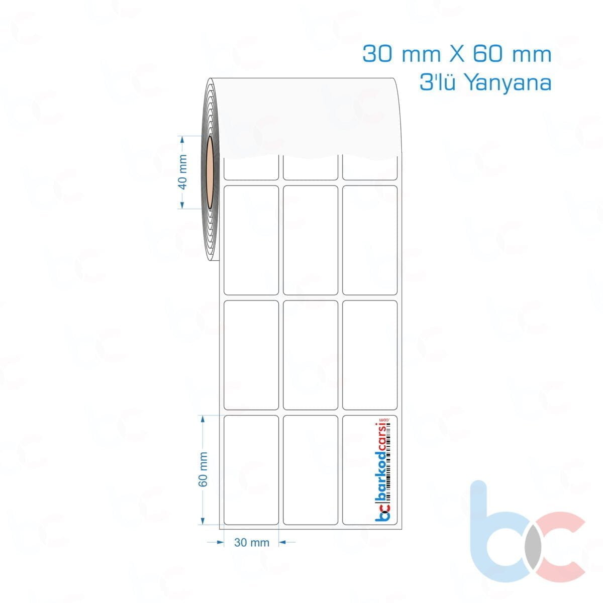 30X60 Mm 3'Lü Yanyana Opak / Mat Pp, Fastyre Etiket (Fiyatları)