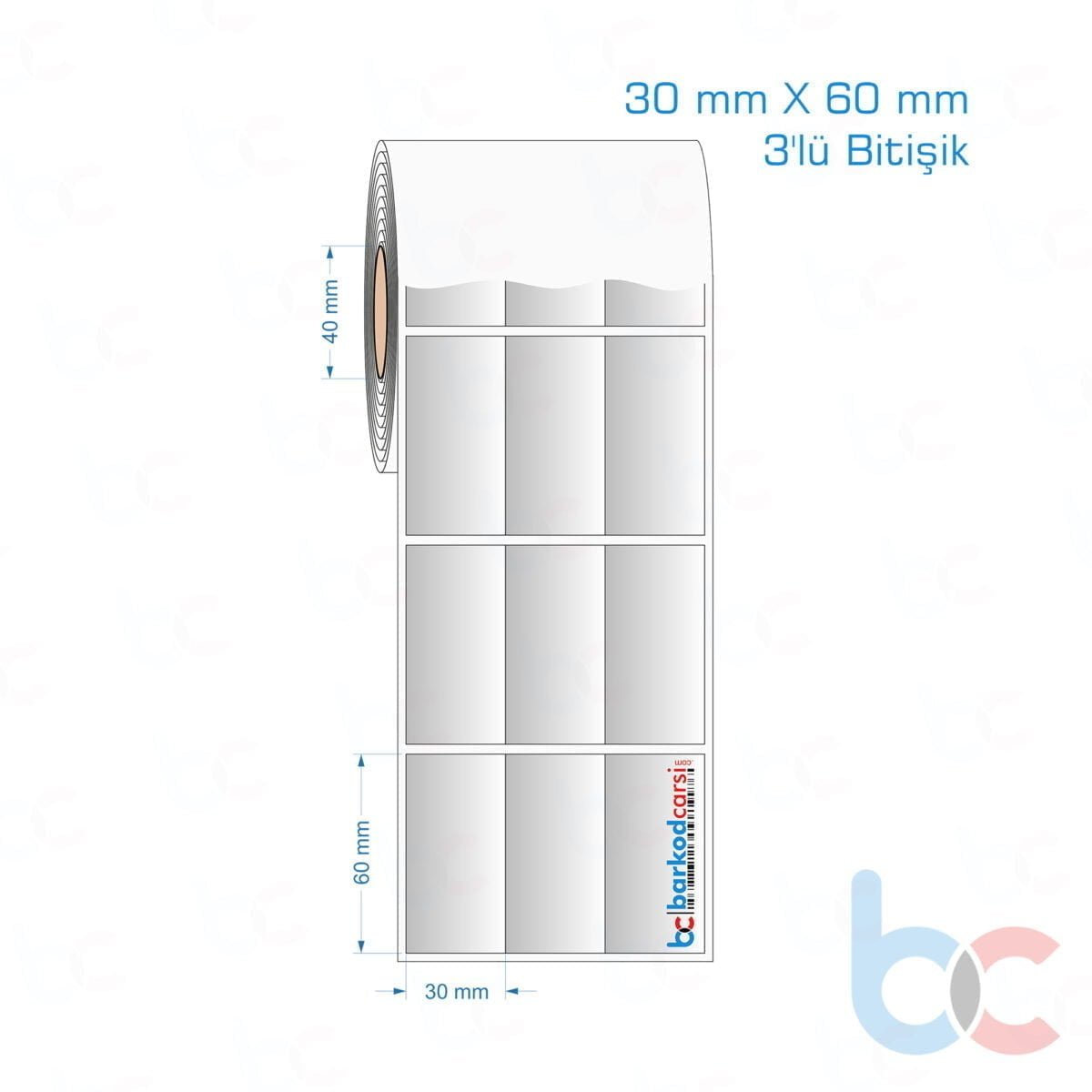 30X60 Mm 3'Lü Bitişik Hazır Rulo Gri Alüminyum Renkli Silvermat Etiket 30X60 Mm 3'Lü Bitişik Silvermat Etiket (Fiyatı)