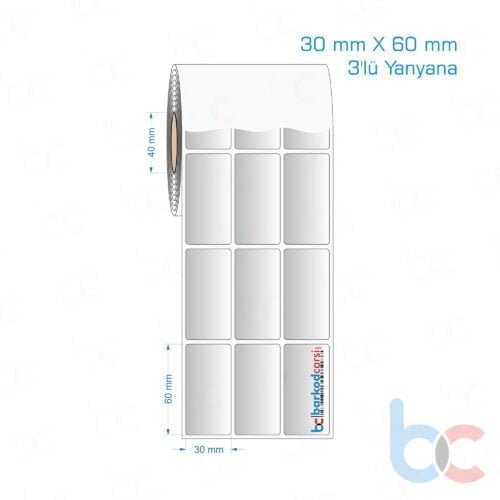 30x60 mm 3'lü Yanyana Silvermat Etiket (Fiyatı)