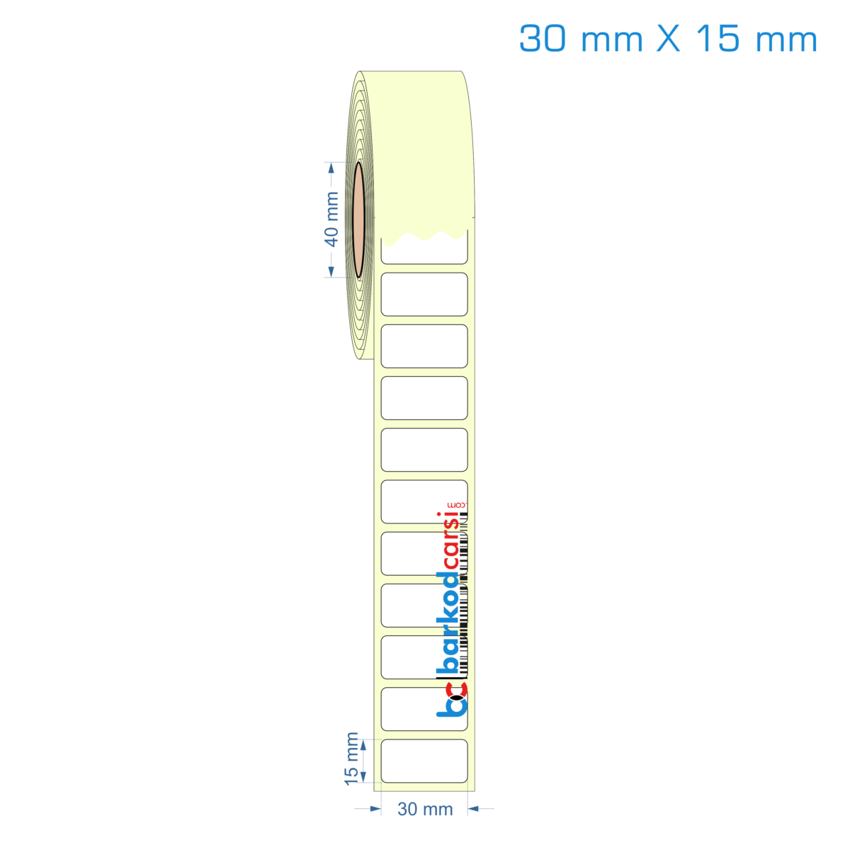 30X15 Mm Hazır Rulo Barkod Etiketi (Yapışkanlı) Kuşe / Vellum / Termal Etiket Fiyatı 30X15 Mm Etiket (Kuşe, Vellum, Eko / Lamine Termal) Fiyatları