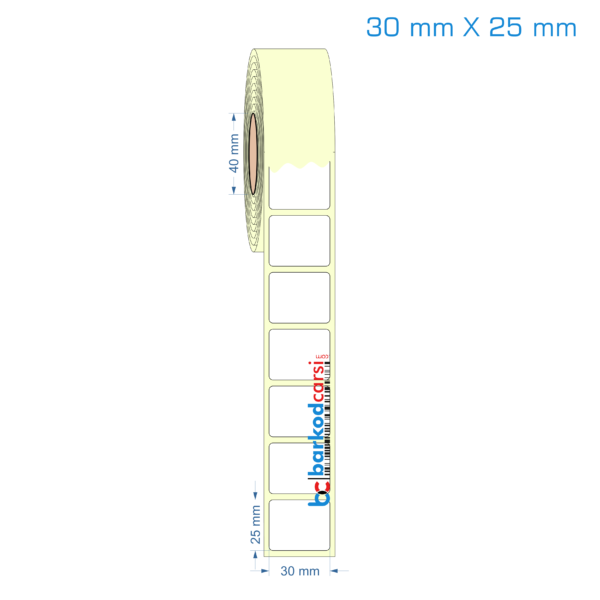30x25 mm Etiket (Kuşe, Vellum, Eko / Lamine Termal) Fiyatları
