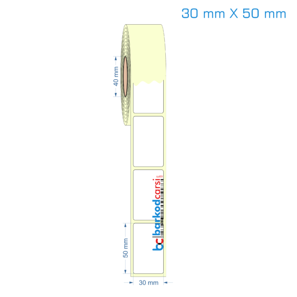 30x50 mm Etiket (Kuşe, Vellum, Eko / Lamine Termal) Fiyatları