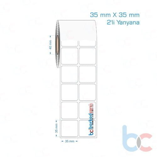 35x35 mm 2'li Yanyana Opak / Mat PP, Fastyre Etiket (Fiyatları)
