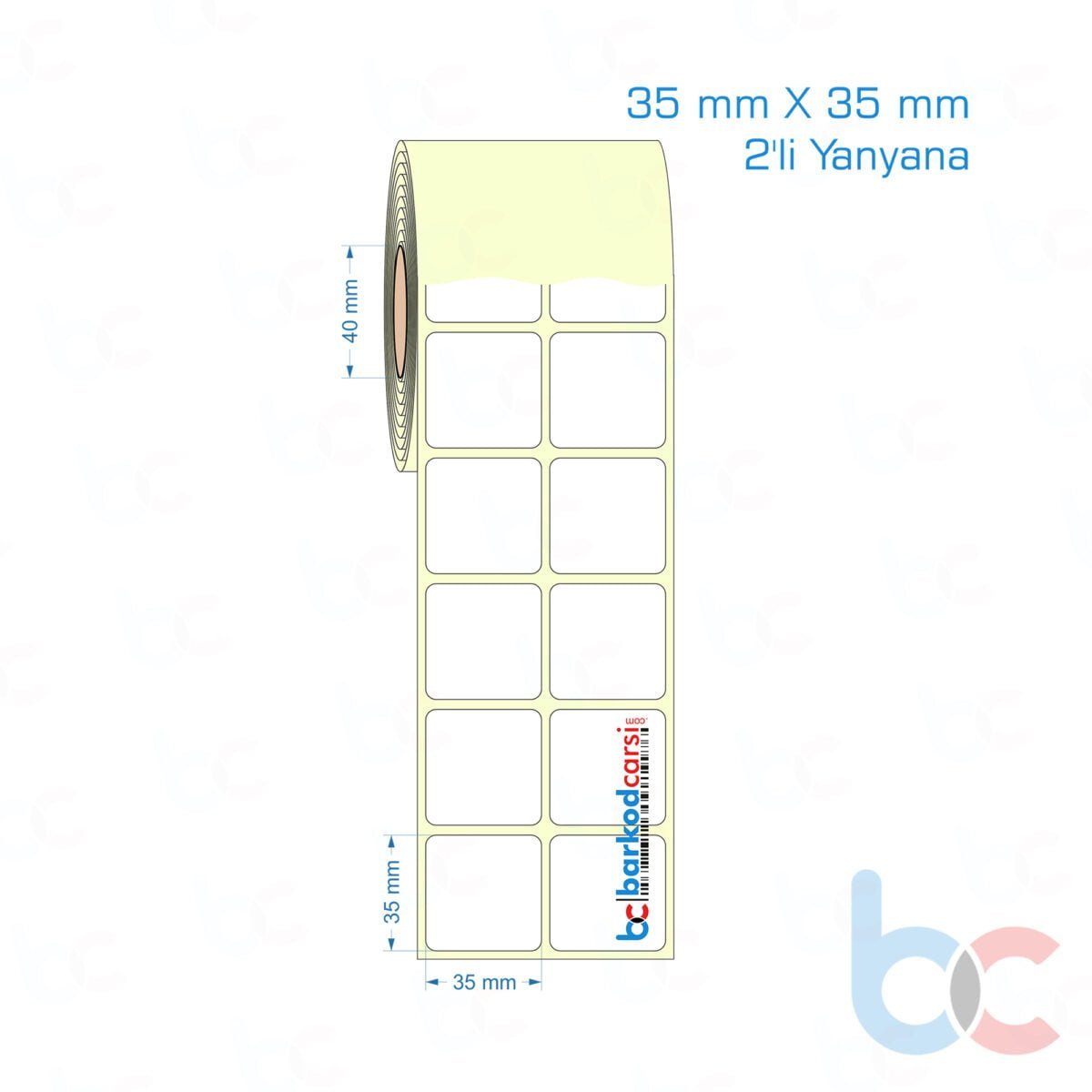 35X35 Mm 2'Li Yanyana Hazır Rulo Barkod Etiketi (Yapışkanlı) Kuşe / Vellum / Termal Etiket Fiyatı 35X35 Mm 2'Li Yanyana Etiket (Kuşe, Vellum, Eko / Lamine Termal) Fiyatları
