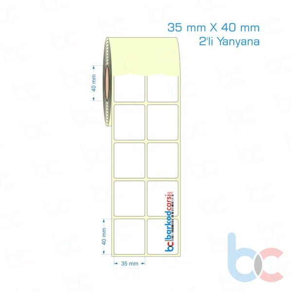 35x40 mm 2'li Yanyana Etiket (Kuşe, Vellum, Eko / Lamine Termal) Fiyatları