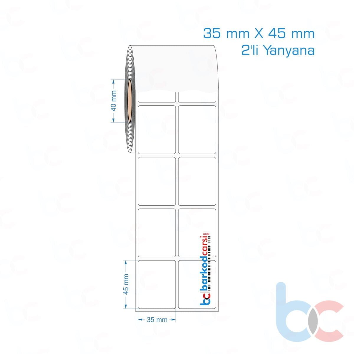 35X45 Mm 2'Li Yanyana Hazır Rulo Pp Opak, Mat, Fastyre Etiketler 35X45 Mm 2'Li Yanyana Opak / Mat Pp, Fastyre Etiket (Fiyatları)