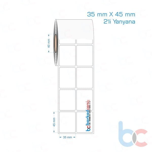 35x45 mm 2'li Yanyana Opak / Mat PP, Fastyre Etiket (Fiyatları)