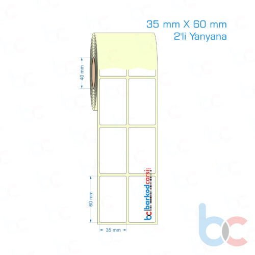 35x60 mm 2'li Yanyana Etiket (Kuşe, Vellum, Eko / Lamine Termal) Fiyatları