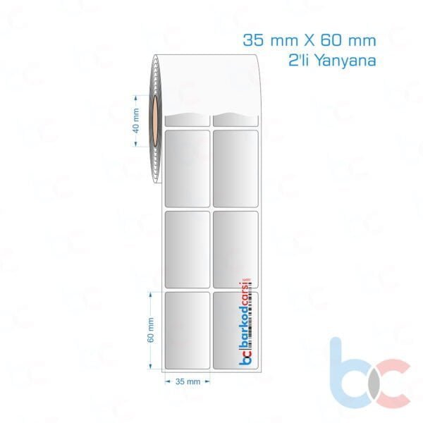 35x60 mm 2'li Yanyana Silvermat Etiket (Fiyatı)