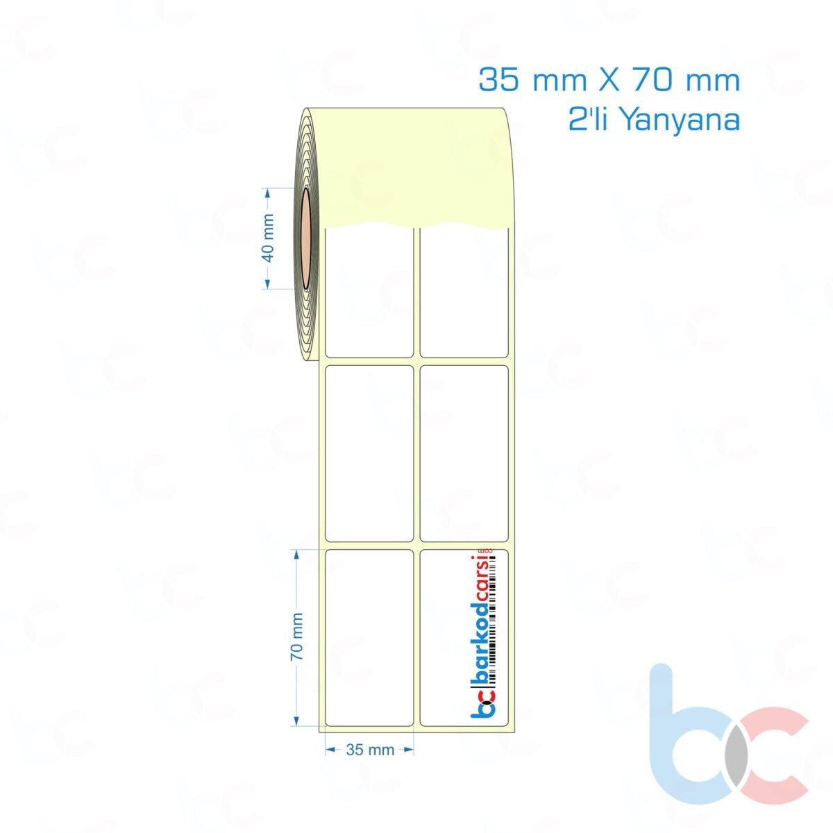 35X70 Mm 2'Li Yanyana Hazır Rulo Barkod Etiketi (Yapışkanlı) Kuşe / Vellum / Termal Etiket Fiyatı 35X70 Mm 2'Li Yanyana Etiket (Kuşe, Vellum, Eko / Lamine Termal) Fiyatları