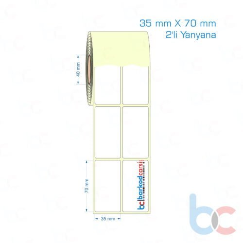 35x70 mm 2'li Yanyana Etiket (Kuşe, Vellum, Eko / Lamine Termal) Fiyatları