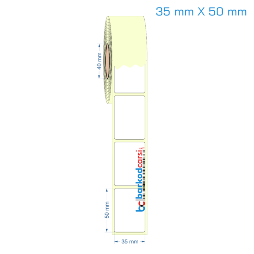 35x50 mm Etiket (Kuşe, Vellum, Eko / Lamine Termal) Fiyatları