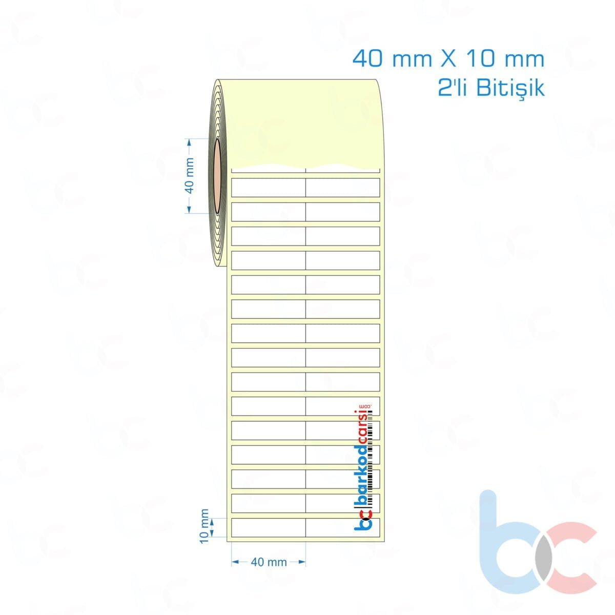 40X10 Mm 2'Li Bitişik Hazır Rulo Barkod Etiketi (Yapışkanlı) Kuşe / Vellum / Termal Etiket Fiyatı 40X10 Mm 2'Li Bitişik Etiket (Kuşe, Vellum, Eko / Lamine Termal) Fiyatları