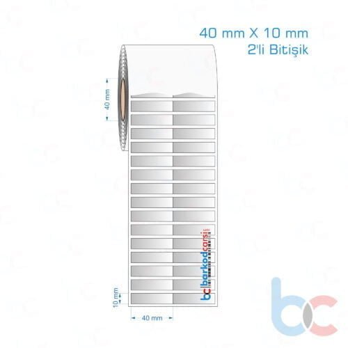 40x10 mm 2'li Bitişik Silvermat Etiket (Fiyatı)