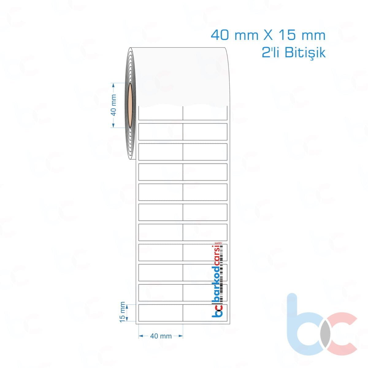 40X15 Mm 2'Li Bitişik Hazır Rulo Pp Opak, Mat, Fastyre Etiketler 40X15 Mm 2'Li Bitişik Opak / Mat Pp, Fastyre Etiket (Fiyatları)