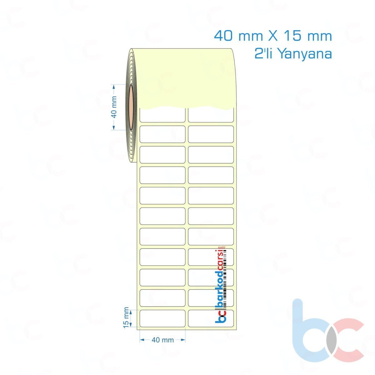 40X15 Mm 2'Li Yanyana Hazır Rulo Barkod Etiketi (Yapışkanlı) Kuşe / Vellum / Termal Etiket Fiyatı 40X15 Mm 2'Li Yanyana Etiket (Kuşe, Vellum, Eko / Lamine Termal) Fiyatları