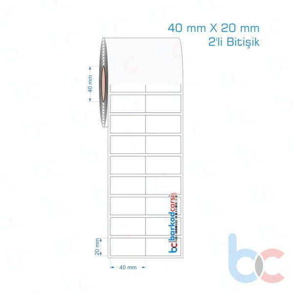 40x20 mm 2'li Bitişik Opak / Mat PP, Fastyre Etiket (Fiyatları)