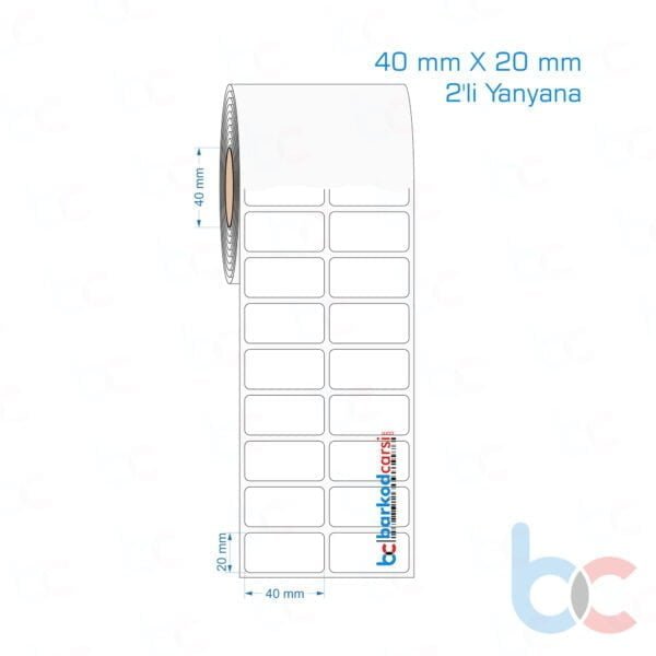 40x20 mm 2'li Yanyana Opak / Mat PP, Fastyre Etiket (Fiyatları)