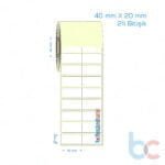40x20 mm 2'li Bitişik Etiket (Kuşe, Vellum, Eko / Lamine Termal) Fiyatları