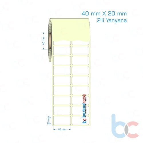 40x20 mm 2'li Yanyana Etiket (Kuşe, Vellum, Eko / Lamine Termal) Fiyatları