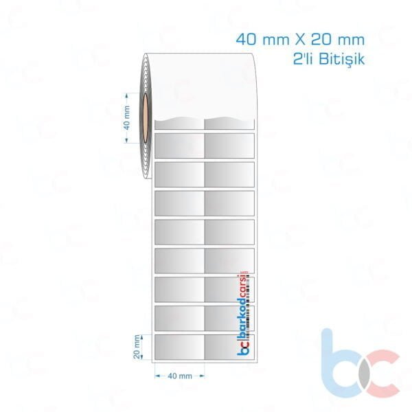 40x20 mm 2'li Bitişik Silvermat Etiket (Fiyatı)