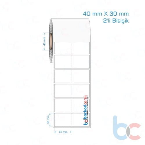 40x30 mm 2'li Bitişik Opak / Mat PP, Fastyre Etiket (Fiyatları)