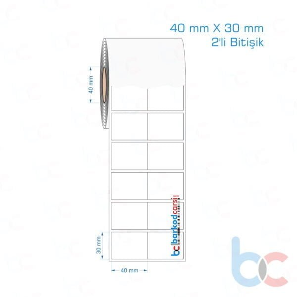 40x30 mm 2'li Bitişik Opak / Mat PP, Fastyre Etiket (Fiyatları)