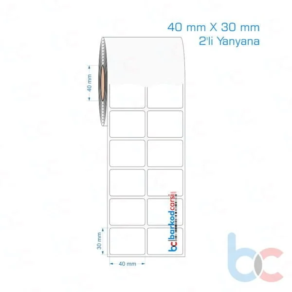 40x30 mm 2'li Yanyana Opak / Mat PP, Fastyre Etiket (Fiyatları)