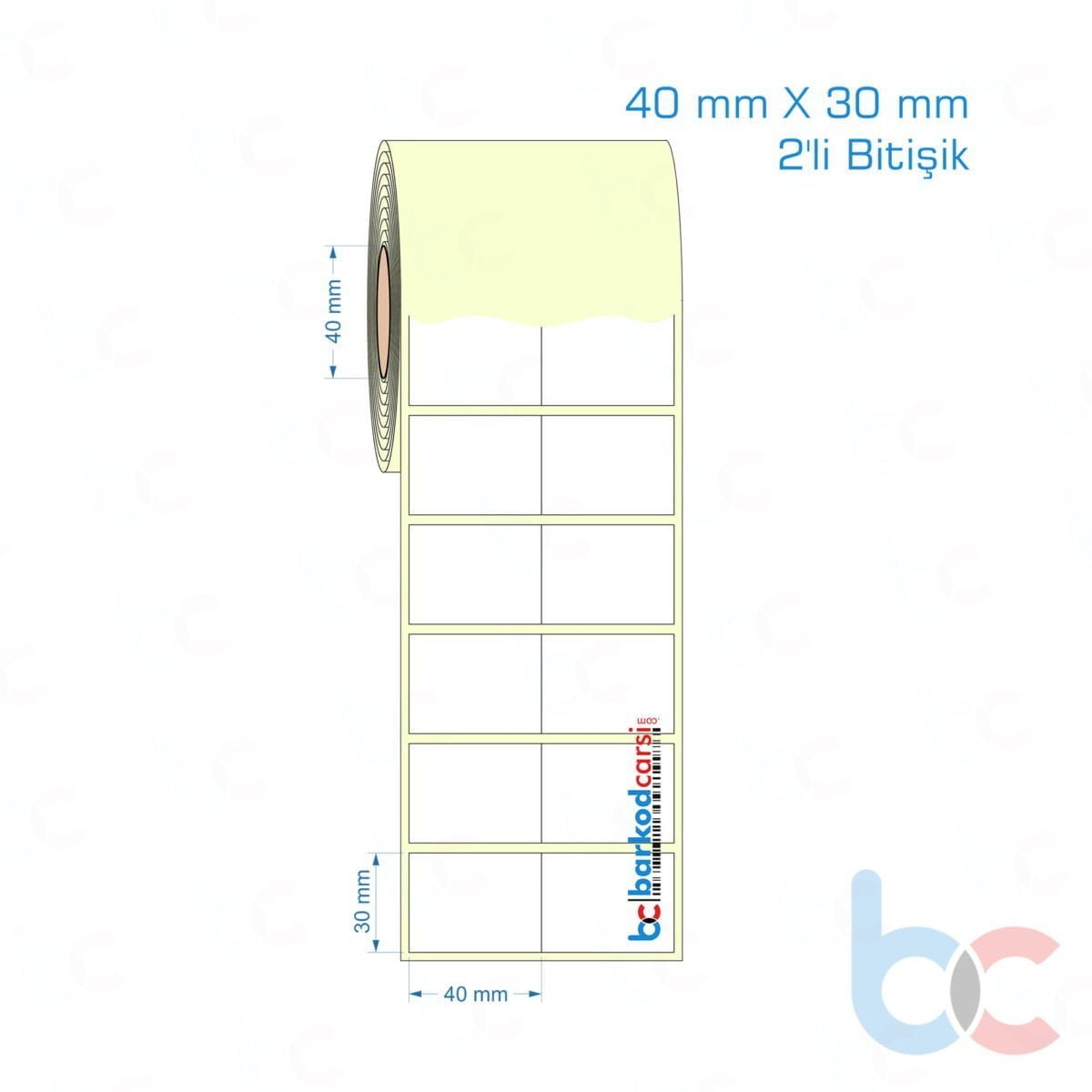 40X30 Mm 2'Li Bitişik Hazır Rulo Barkod Etiketi (Yapışkanlı) Kuşe / Vellum / Termal Etiket Fiyatı 40X30 Mm 2'Li Bitişik Etiket (Kuşe, Vellum, Eko / Lamine Termal) Fiyatları