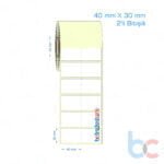 40x30 mm 2'li Bitişik Etiket (Kuşe, Vellum, Eko / Lamine Termal) Fiyatları
