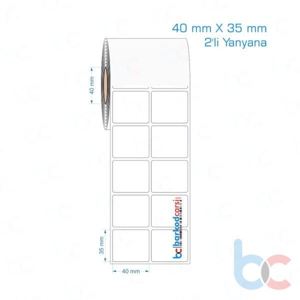40x35 mm 2'li Yanyana Opak / Mat PP, Fastyre Etiket (Fiyatları)