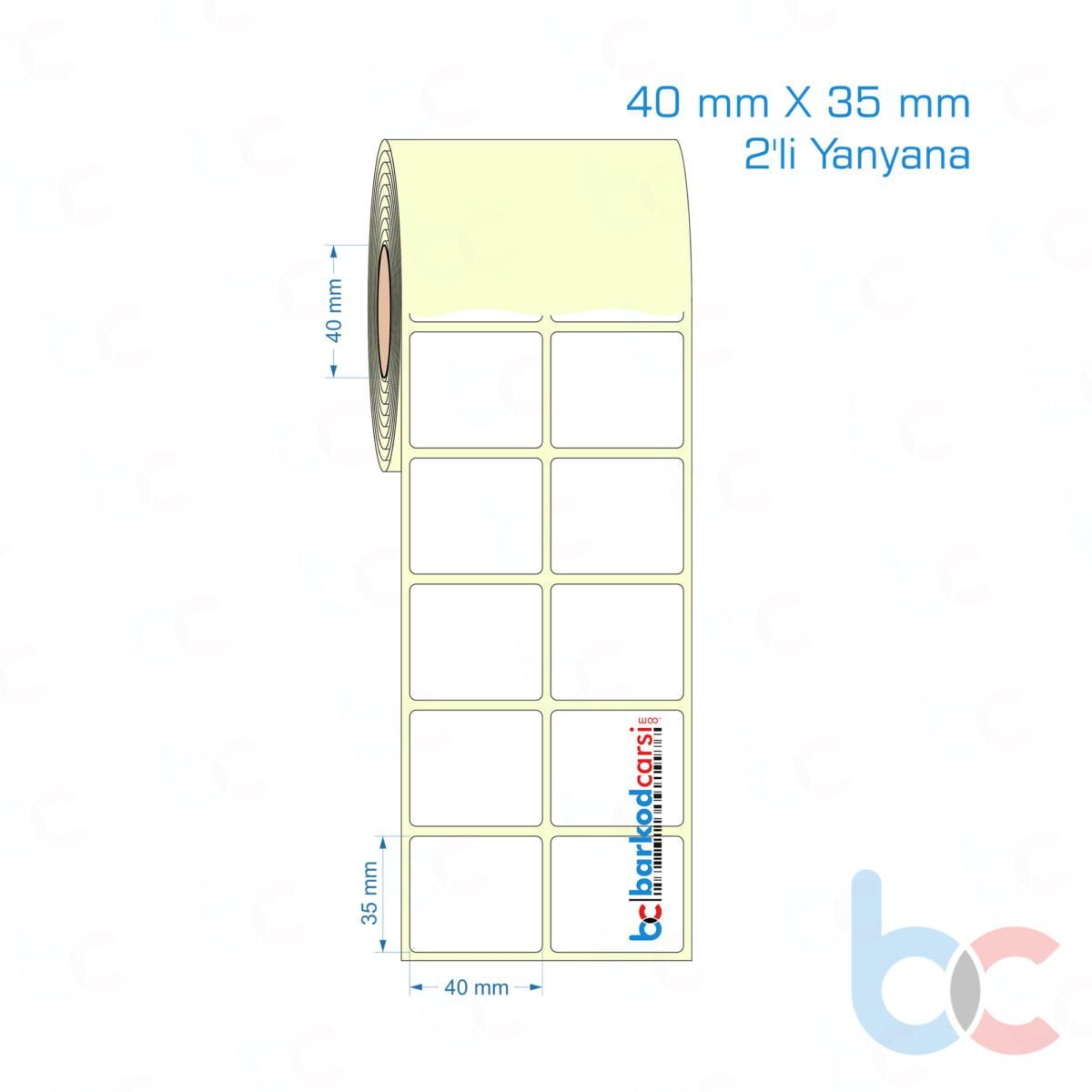 40X35 Mm 2'Li Yanyana Hazır Rulo Barkod Etiketi (Yapışkanlı) Kuşe / Vellum / Termal Etiket Fiyatı 40X35 Mm 2'Li Yanyana Etiket (Kuşe, Vellum, Eko / Lamine Termal) Fiyatları