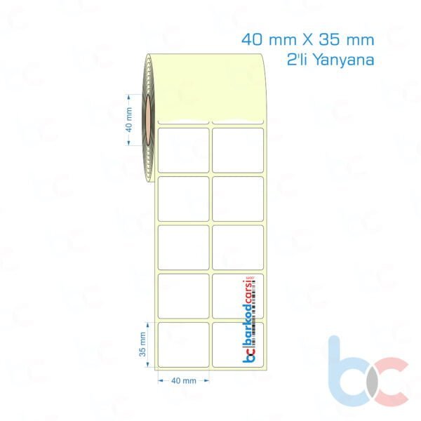 40x35 mm 2'li Yanyana Etiket (Kuşe, Vellum, Eko / Lamine Termal) Fiyatları